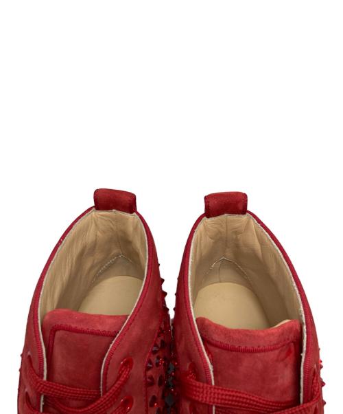Christian Louboutin（クリスチャン・ルブタン）Christian Louboutin (クリスチャン・ルブタン) スパイクスタッズスエードハイカットスニーカー レッド サイズ:42の古着・服飾アイテム