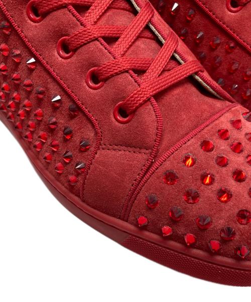 Christian Louboutin（クリスチャン・ルブタン）Christian Louboutin (クリスチャン・ルブタン) スパイクスタッズスエードハイカットスニーカー レッド サイズ:42の古着・服飾アイテム