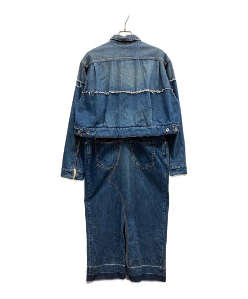 sacai（サカイ）sacai (サカイ) ジップアップ デニム ミックス ドレス/20-05152 インディゴ サイズ:2の古着・服飾アイテム