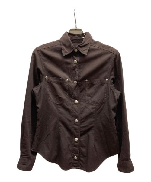 GUCCI（グッチ）GUCCI (グッチ) ロゴボタンシャツ ブラウン サイズ:Sの古着・服飾アイテム
