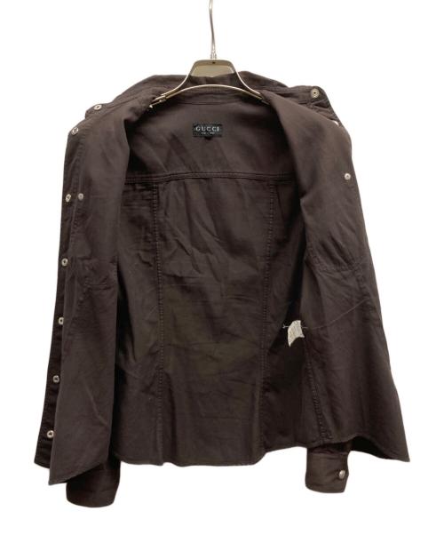 GUCCI（グッチ）GUCCI (グッチ) ロゴボタンシャツ ブラウン サイズ:Sの古着・服飾アイテム