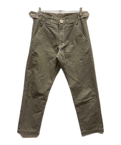 COMME des GARCONS HOMME PLUS（コムデギャルソンオムプリュス）COMME des GARCONS HOMME PLUS (コムデギャルソンオムプリュス) サイドベルトパンツ/PK-P063 グリーン サイズ:Sの古着・服飾アイテム