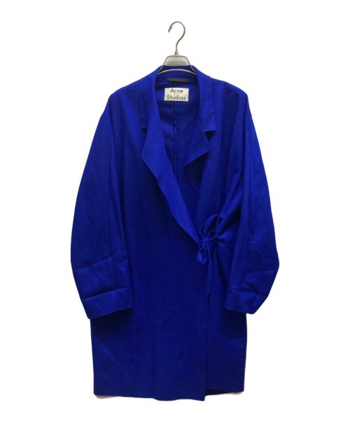 Acne studios（アクネ ストゥディオズ）ACNE STUDIOS (アクネ ストゥディオズ) カシミヤ混ウールラップコート ブルー サイズ:42の古着・服飾アイテム