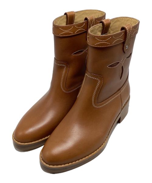 CELINE（セリーヌ）CELINE (セリーヌ) ファルコアンクルブーツ ブラウン サイズ:37.5の古着・服飾アイテム