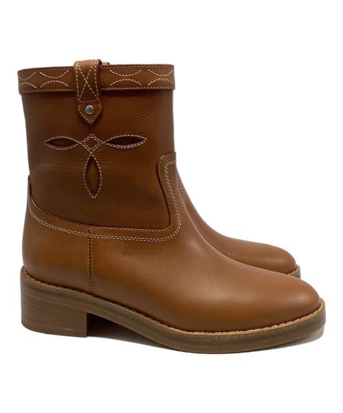 CELINE（セリーヌ）CELINE (セリーヌ) ファルコアンクルブーツ ブラウン サイズ:37.5の古着・服飾アイテム