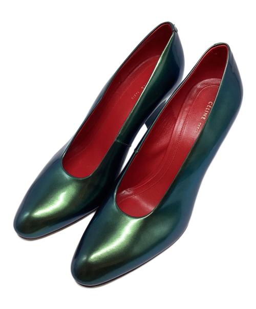 CELINE（セリーヌ）CELINE (セリーヌ) Iridescent Pumps グリーン サイズ:36.5の古着・服飾アイテム