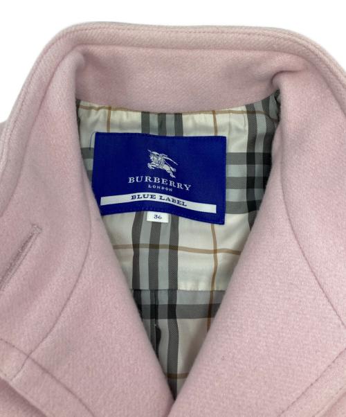 BURBERRY BLUE LABEL（バーバリー ブルー レーベル）BURBERRY BLUE LABEL (バーバリー ブルー レーベル) アンゴラ混裏地チェックコート/ FNF65-856-12 ピンク サイズ:36の古着・服飾アイテム
