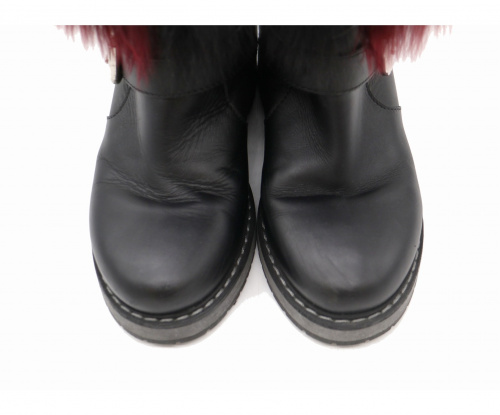 FENDI（フェンディ）FENDI (フェンディ) FFロゴ&ファーデザインエンジニアブーツ ブラック サイズ:38表記の古着・服飾アイテム
