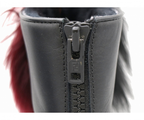 FENDI（フェンディ）FENDI (フェンディ) FFロゴ&ファーデザインエンジニアブーツ ブラック サイズ:38表記の古着・服飾アイテム