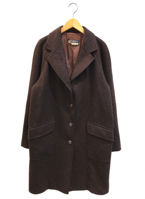 Salvatore Ferragamo（サルヴァトーレ フェラガモ）Salvatore Ferragamo (サルヴァトーレ フェラガモ) [OLD]カシミヤ混チェスターコート ブラウン サイズ:42表記の古着・服飾アイテム