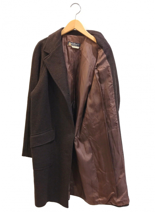 Salvatore Ferragamo（サルヴァトーレ フェラガモ）Salvatore Ferragamo (サルヴァトーレ フェラガモ) [OLD]カシミヤ混チェスターコート ブラウン サイズ:42表記の古着・服飾アイテム