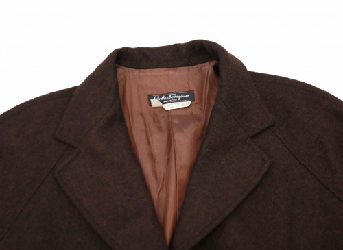 Salvatore Ferragamo（サルヴァトーレ フェラガモ）Salvatore Ferragamo (サルヴァトーレ フェラガモ) [OLD]カシミヤ混チェスターコート ブラウン サイズ:42表記の古着・服飾アイテム