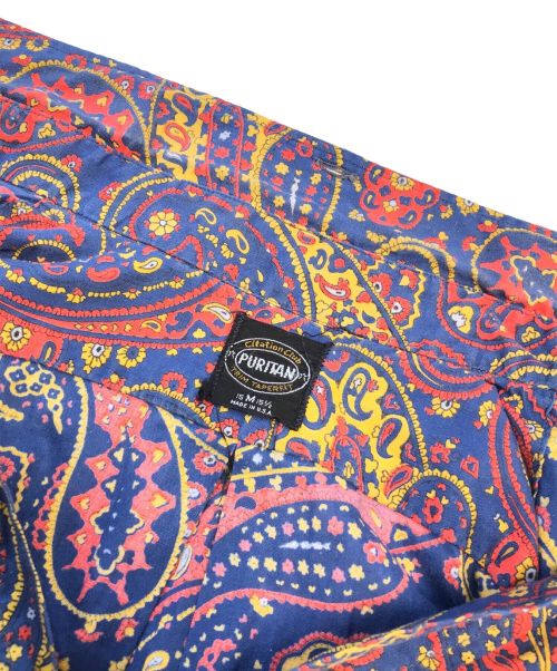 PURITAN（ピューリタン）PURITAN (ピューリタン) [古着]総柄シャツ ブルー×レッド サイズ:Mの古着・服飾アイテム