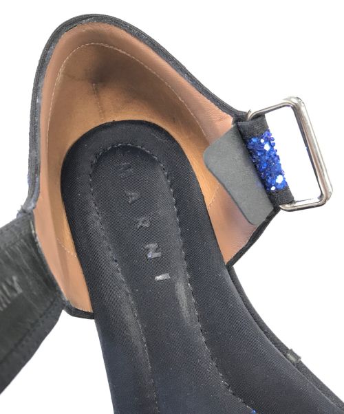 MARNI（マルニ）MARNI (マルニ) チャンキーソールグリッターサンダル ブルー×ブラック サイズ:37の古着・服飾アイテム