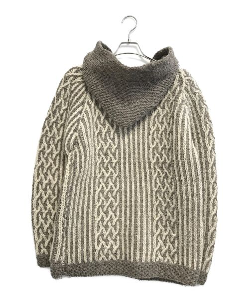 USED（ユーズド）USED (ユーズド) ハンドニットパーカー アイボリー×ブラウン サイズ:表記なしの古着・服飾アイテム