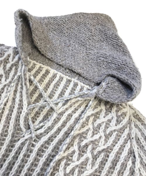 USED（ユーズド）USED (ユーズド) ハンドニットパーカー アイボリー×ブラウン サイズ:表記なしの古着・服飾アイテム