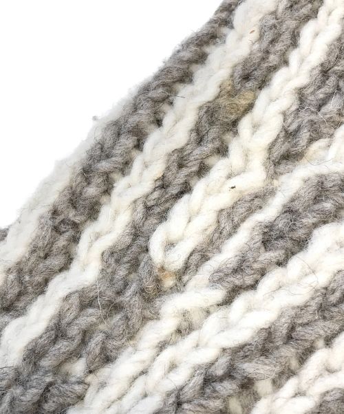 USED（ユーズド）USED (ユーズド) ハンドニットパーカー アイボリー×ブラウン サイズ:表記なしの古着・服飾アイテム