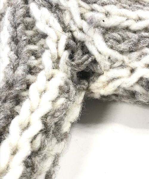 USED（ユーズド）USED (ユーズド) ハンドニットパーカー アイボリー×ブラウン サイズ:表記なしの古着・服飾アイテム