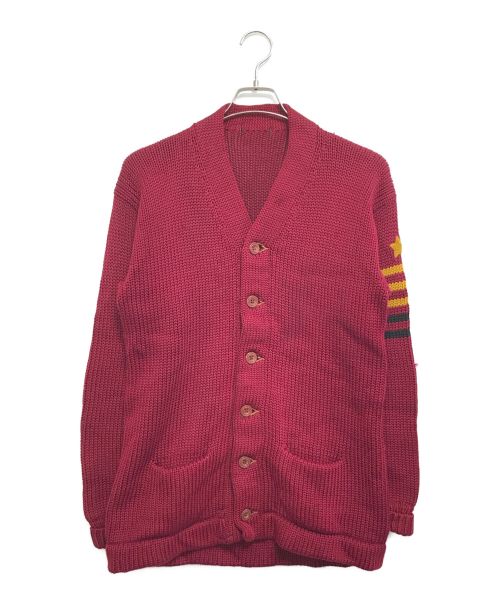 VINTAGE（ヴィンテージ）VINTAGE (ヴィンテージ/ビンテージ) レタードカーディガン レッド サイズ:表記なしの古着・服飾アイテム