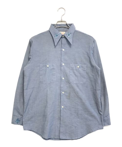 5 Brother（ファイブブラザー）5 Brother (ファイブブラザー) 刺繍シャンブレーシャツ ブルー サイズ:Mの古着・服飾アイテム