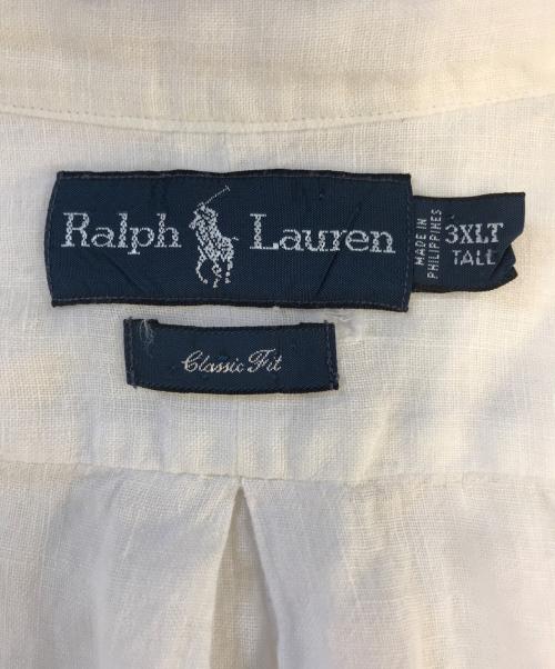 RALPH LAUREN（ラルフローレン）RALPH LAUREN (ラルフローレン) 半袖リネンシャツ ホワイト サイズ:3XLの古着・服飾アイテム