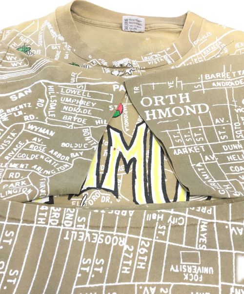 バンドTシャツ（バンドTシャツ）バンドTシャツ (バンドTシャツ) PRIMUS(プリムス)地図柄バンドTシャツ ベージュ サイズ:XLの古着・服飾アイテム