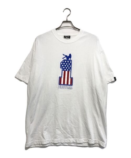 HUSTLER（ハスラー）HUSTLER (ハスラー) マガジンTシャツ ホワイト サイズ:XLの古着・服飾アイテム