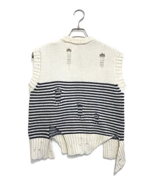 CHARLES JEFFREY LOVERBOY（チャールズ ジェフリー ラバーボーイ）CHARLES JEFFREY LOVERBOY (チャールズ ジェフリー ラバーボーイ) ダメージ加工ニットベスト アイボリー サイズ:Mの古着・服飾アイテム