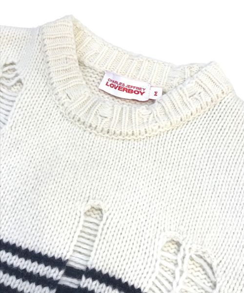 CHARLES JEFFREY LOVERBOY（チャールズ ジェフリー ラバーボーイ）CHARLES JEFFREY LOVERBOY (チャールズ ジェフリー ラバーボーイ) ダメージ加工ニットベスト アイボリー サイズ:Mの古着・服飾アイテム
