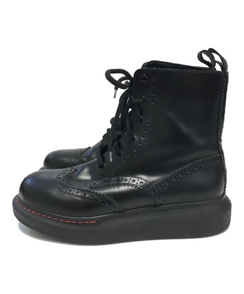 ALEXANDER McQUEEN（アレキサンダーマックイーン）ALEXANDER McQUEEN (アレキサンダーマックイーン) ハイブリッドレースアップブーツ ブラック サイズ:39Eの古着・服飾アイテム
