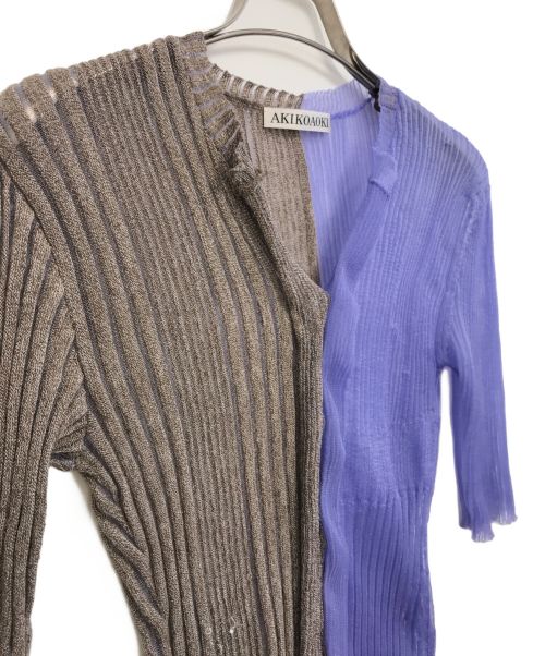 AKIKOAOKI（アキコアオキ）AKIKOAOKI (アキコアオキ) シースルーカーディガン パープル サイズ:Fの古着・服飾アイテム