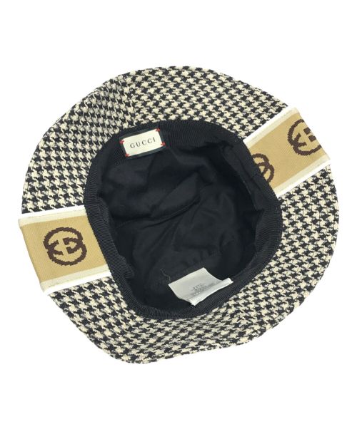 GUCCI（グッチ）GUCCI (グッチ) 千鳥格子バケットハット ブラック×ホワイト サイズ:Mの古着・服飾アイテム