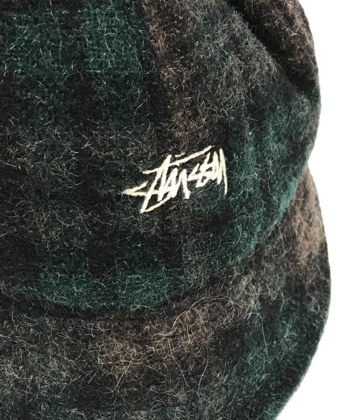 stussy（ステューシー）stussy (ステューシー) バケットハット グリーン×ブラウン サイズ:Mの古着・服飾アイテム