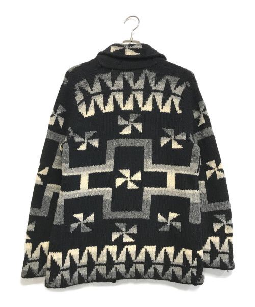 LAUREN RALPH LAUREN（ローレンラルフローレン）LAUREN RALPH LAUREN (ローレンラルフローレン) ネイティブ柄ハンドニットショールカラーガウン ブラック サイズ:P/Mの古着・服飾アイテム