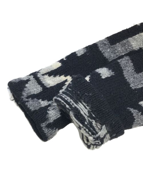 LAUREN RALPH LAUREN（ローレンラルフローレン）LAUREN RALPH LAUREN (ローレンラルフローレン) ネイティブ柄ハンドニットショールカラーガウン ブラック サイズ:P/Mの古着・服飾アイテム