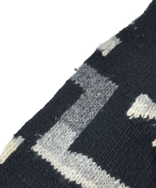 LAUREN RALPH LAUREN（ローレンラルフローレン）LAUREN RALPH LAUREN (ローレンラルフローレン) ネイティブ柄ハンドニットショールカラーガウン ブラック サイズ:P/Mの古着・服飾アイテム