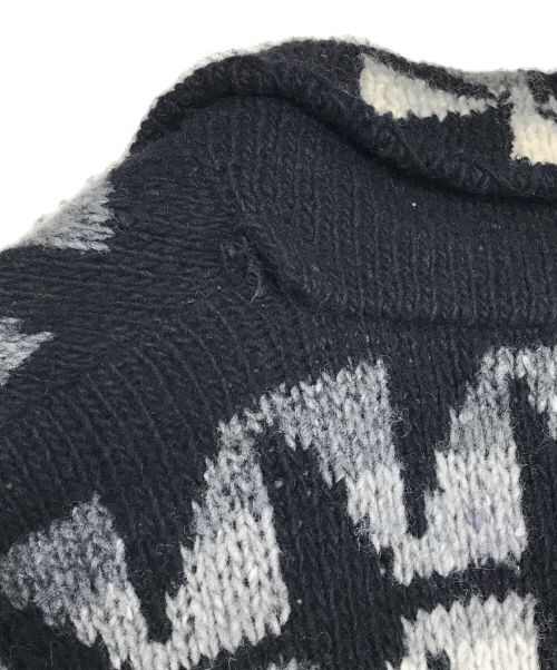 LAUREN RALPH LAUREN（ローレンラルフローレン）LAUREN RALPH LAUREN (ローレンラルフローレン) ネイティブ柄ハンドニットショールカラーガウン ブラック サイズ:P/Mの古着・服飾アイテム