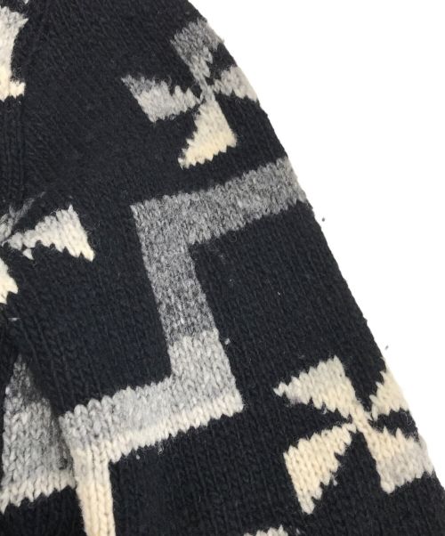 LAUREN RALPH LAUREN（ローレンラルフローレン）LAUREN RALPH LAUREN (ローレンラルフローレン) ネイティブ柄ハンドニットショールカラーガウン ブラック サイズ:P/Mの古着・服飾アイテム