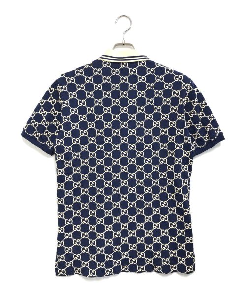 GUCCI（グッチ）GUCCI (グッチ) GG総柄ポロシャツ ブルー サイズ:XSの古着・服飾アイテム