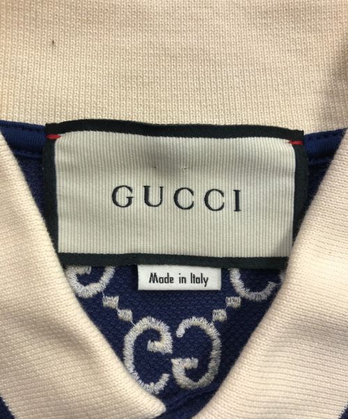 GUCCI（グッチ）GUCCI (グッチ) GG総柄ポロシャツ ブルー サイズ:XSの古着・服飾アイテム