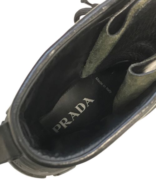 PRADA（プラダ）PRADA (プラダ) レザーナイロンコンバットブーツ ブラック サイズ:8½の古着・服飾アイテム
