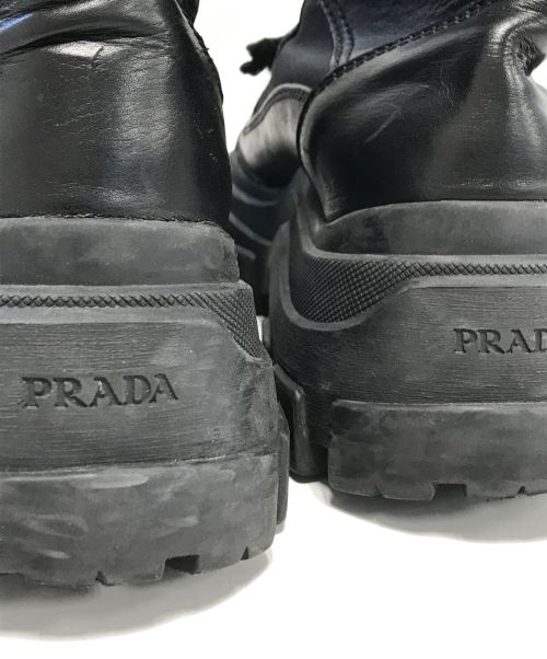 PRADA（プラダ）PRADA (プラダ) レザーナイロンコンバットブーツ ブラック サイズ:8½の古着・服飾アイテム