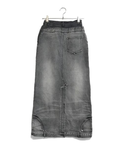 Ameri（アメリ）AMERI (アメリ) LAYERED REMAKE DENIM SKIRT ブラック サイズ:24の古着・服飾アイテム