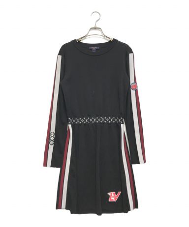 11015【美品・Lサイズ】ルイヴィトン☆モノグラム柄　刺繍ワッペンワンピース黒 11015【美品・Lサイズ】ルイヴィトン☆モノグラム柄 刺繍ワッペン