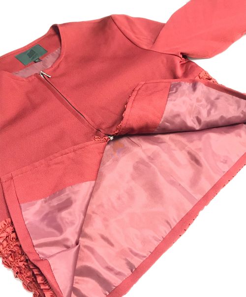 JUNIOR GAULTIER（ジュニアゴルチエ）JUNIOR GAULTIER (ジュニアゴルチエ) ノーカラージャケット レッド サイズ:40の古着・服飾アイテム