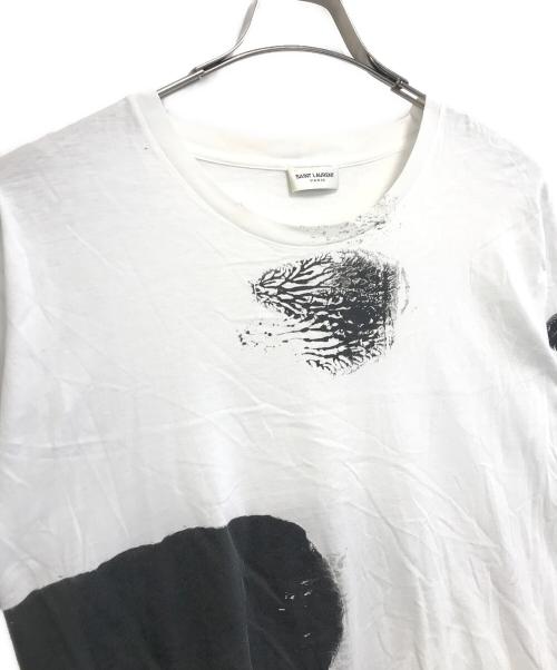 Saint Laurent Paris（サンローランパリ）Saint Laurent Paris (サンローランパリ) 両面プリント Tシャツ ホワイト サイズ:Mの古着・服飾アイテム
