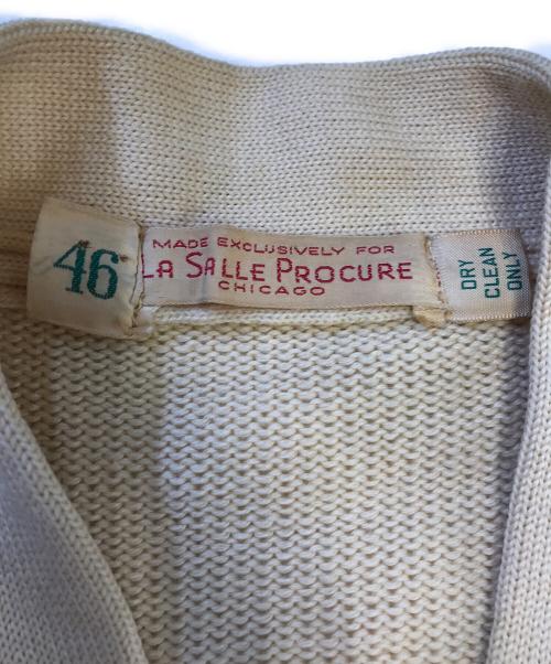 LA SALLE PROCURE（ラサール プロキュア）LA SALLE PROCURE (ラサール プロキュア) レタードカーディガン ベージュ サイズ:46の古着・服飾アイテム