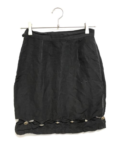 VERSACE（ヴェルサーチェ）VERSACE (ヴェルサーチ) メデューサボタンミニスカート ブラック サイズ:40の古着・服飾アイテム
