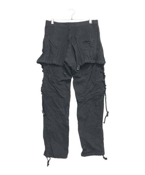 FINAL HOME（ファイナルホーム）FINAL HOME (ファイナルホーム) コットンリネンギャザーギミックパンツ ブラック サイズ:Mの古着・服飾アイテム