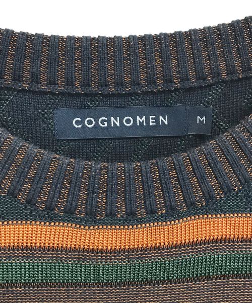 COGNOMEN（コグノーメン）COGNOMEN (コグノーメン) THREE-TONE KNIT PULLOVER ネイビー サイズ:Mの古着・服飾アイテム